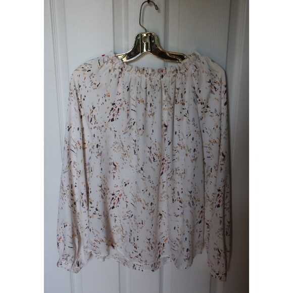 A New Day Boho Blouse Women Size Large Autumn Winter Long-Sleeve Abstact Cream - Picture 2 of 5